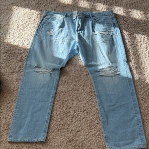 American Eagle Outfitters Light Blue Distressed Relaxed Jeans